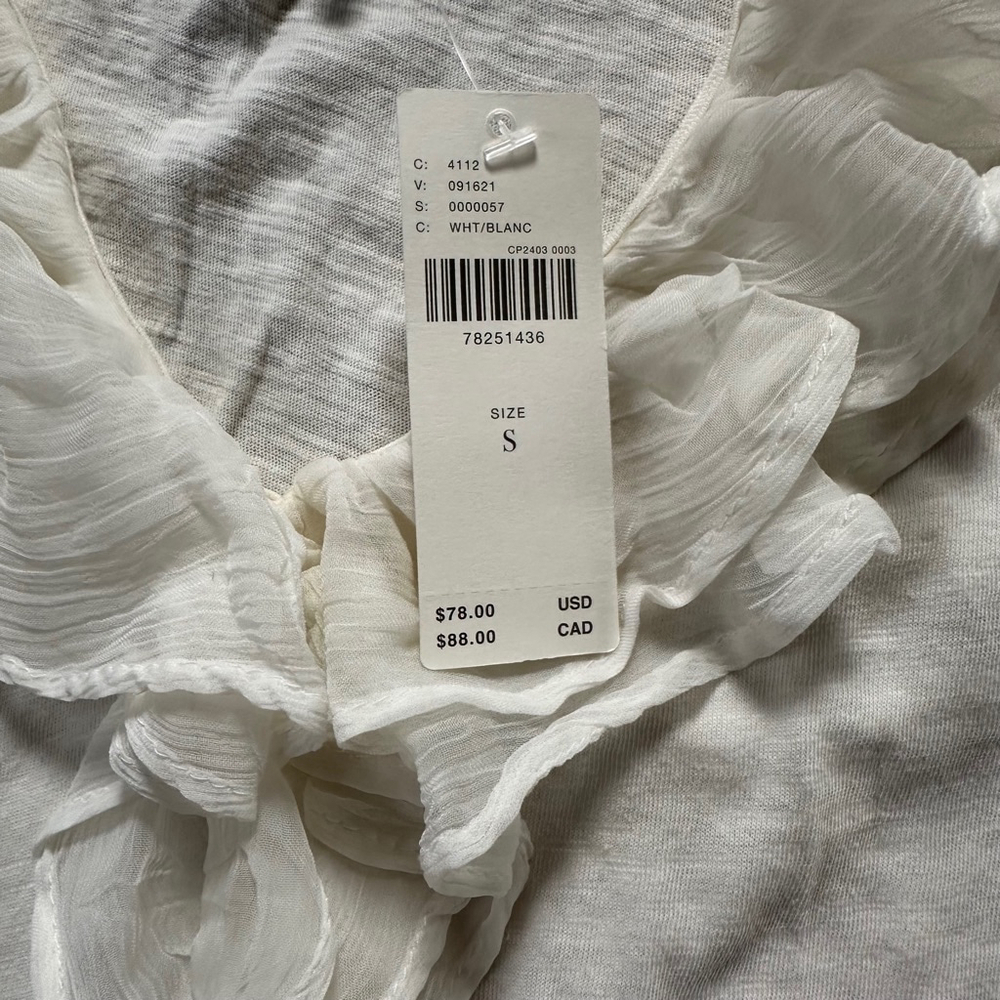Anthropologie Cream Ruffle Tank Top - Picture 4 of 7